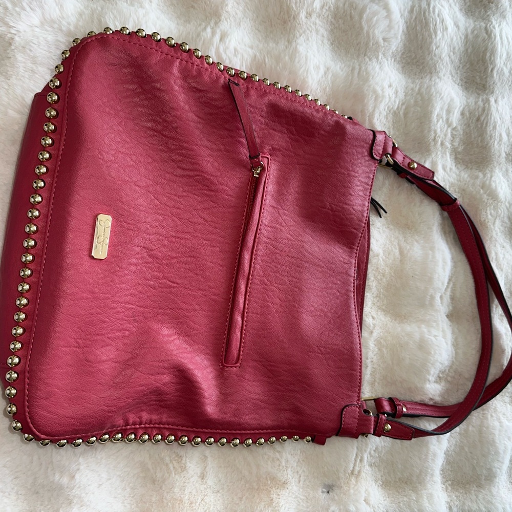 Rose pink/blush pink Jessica Simpson saddle bag with metallic gold beading 🌺🌺